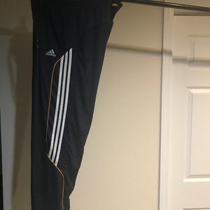 MEN'S ADIDAS JOGGERS BLUE WITH WHITE STRIPES ORANGE LINE ON BOTH SIDES LARGE